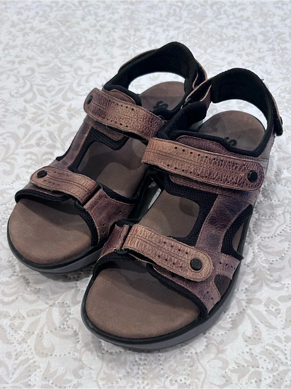 SAS Maverick Sport Men’s 9.5 Brown Leather Sandals Adjustable Slingback Comfort